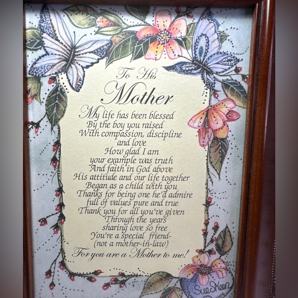 Framed art poem by Sue Skeen 2004 To his Mother - Picture 2 of 11